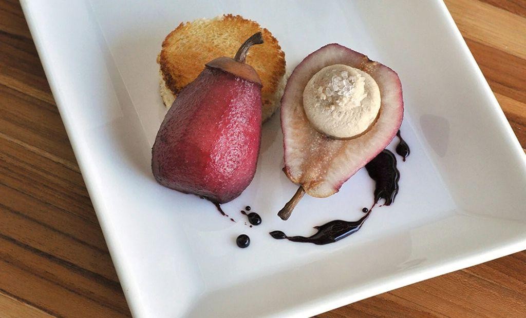 Port and Fig Poached Pears