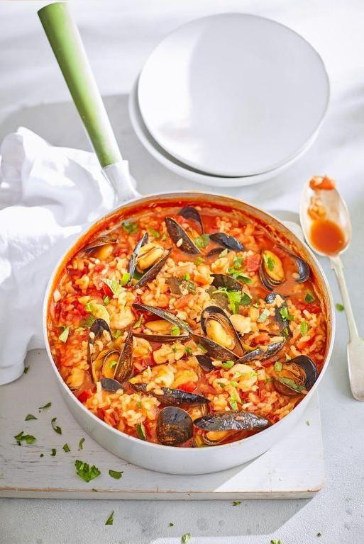 Portuguese Seafood Rice with Cod and Mussels