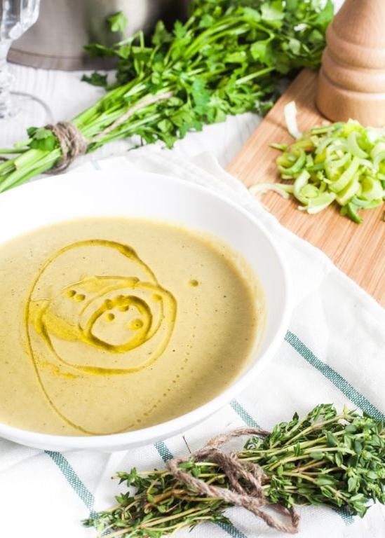 Potato Leek Soup with Truffle Oil Drizzle