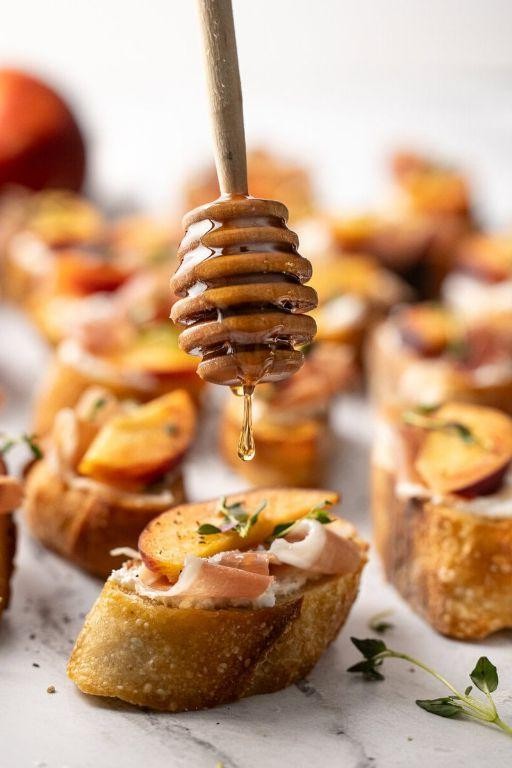 Prosciutto-Wrapped Peaches with Honey Drizzle