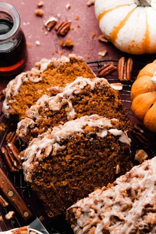 Pumpkin Bread with Pecan Topping