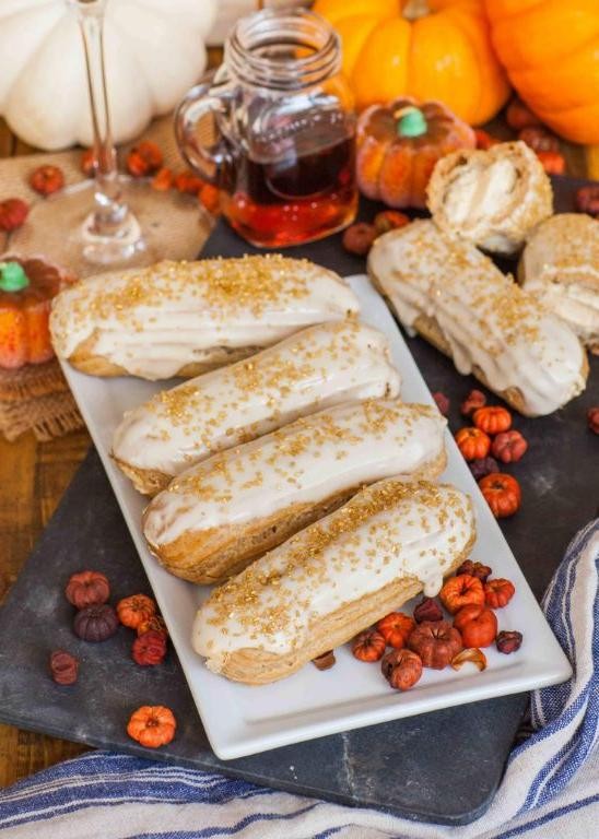 Pumpkin Spice Éclairs with Cream Cheese Frosting