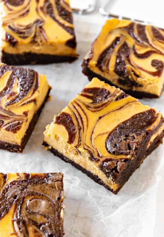 Pumpkin and Cream Cheese Brownie Bars