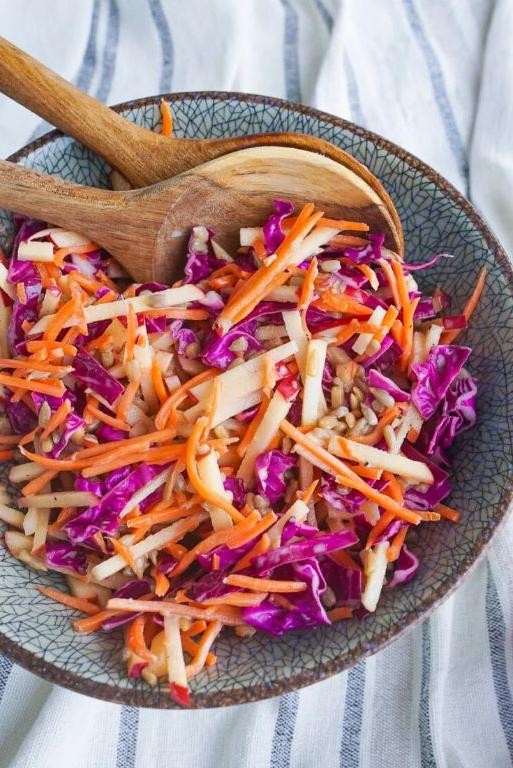Purple Cabbage Coleslaw with Apple and Carrot