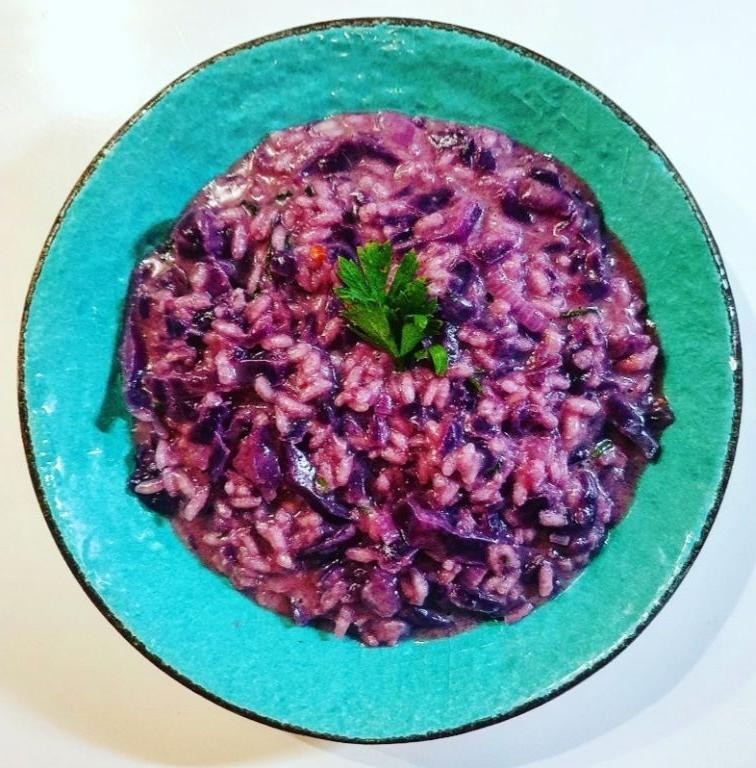 Purple Cabbage Risotto with Parmesan Cheese