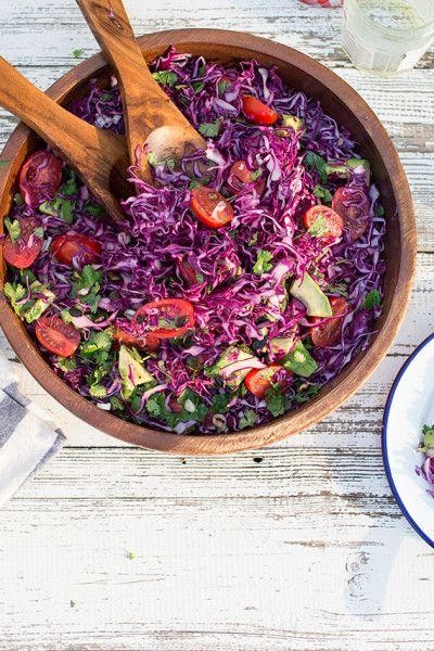 Purple Cabbage and Avocado Salad with Lime Dressing