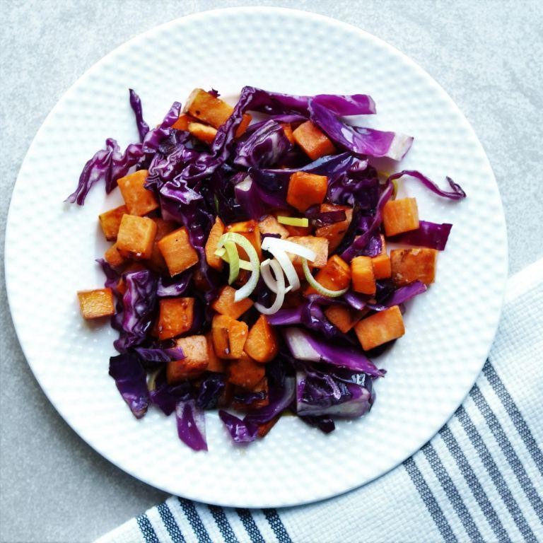 Purple Cabbage and Sweet Potato Hash