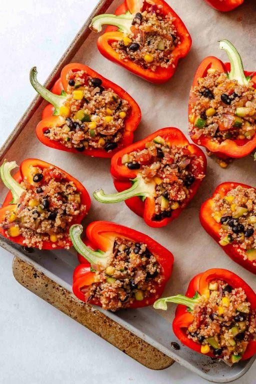 Quick Air Fryer Quinoa-Stuffed Peppers
