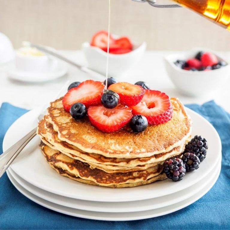 Quinoa Flour Pancakes with Maple Syrup