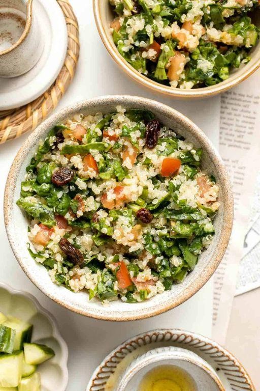 Quinoa Spinach Power Salad with Lemon-Tahini Dressing