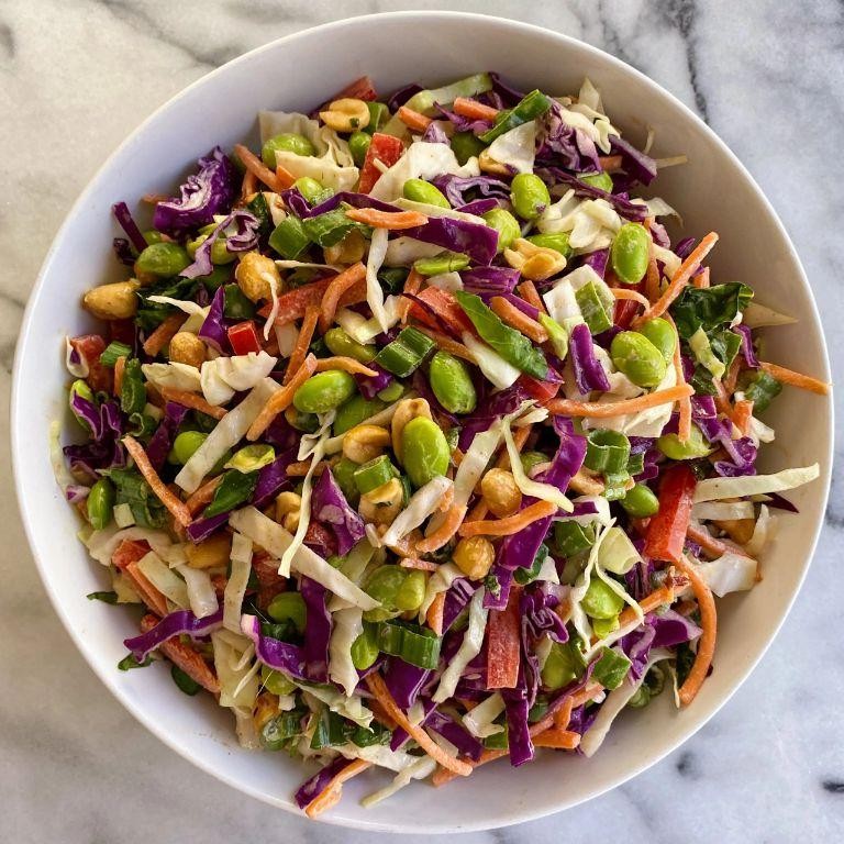 Rainbow Crunch Salad with Ginger Sesame Dressing