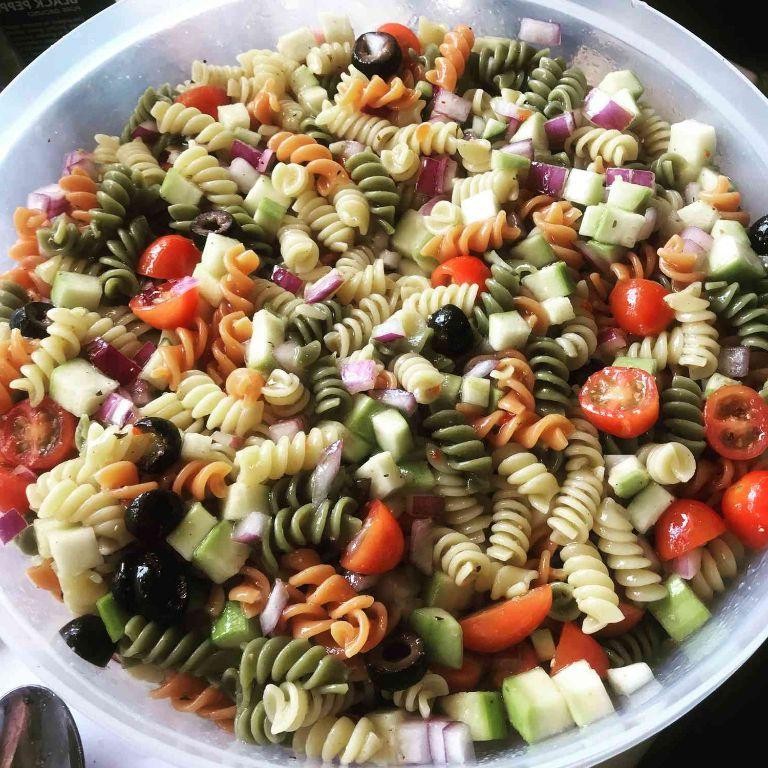 Rainbow Veggie Pasta Salad with Italian Dressing