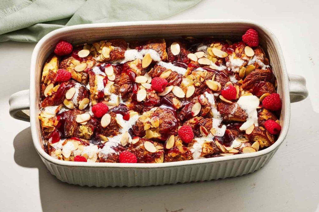 Raspberry Almond Croissant Casserole