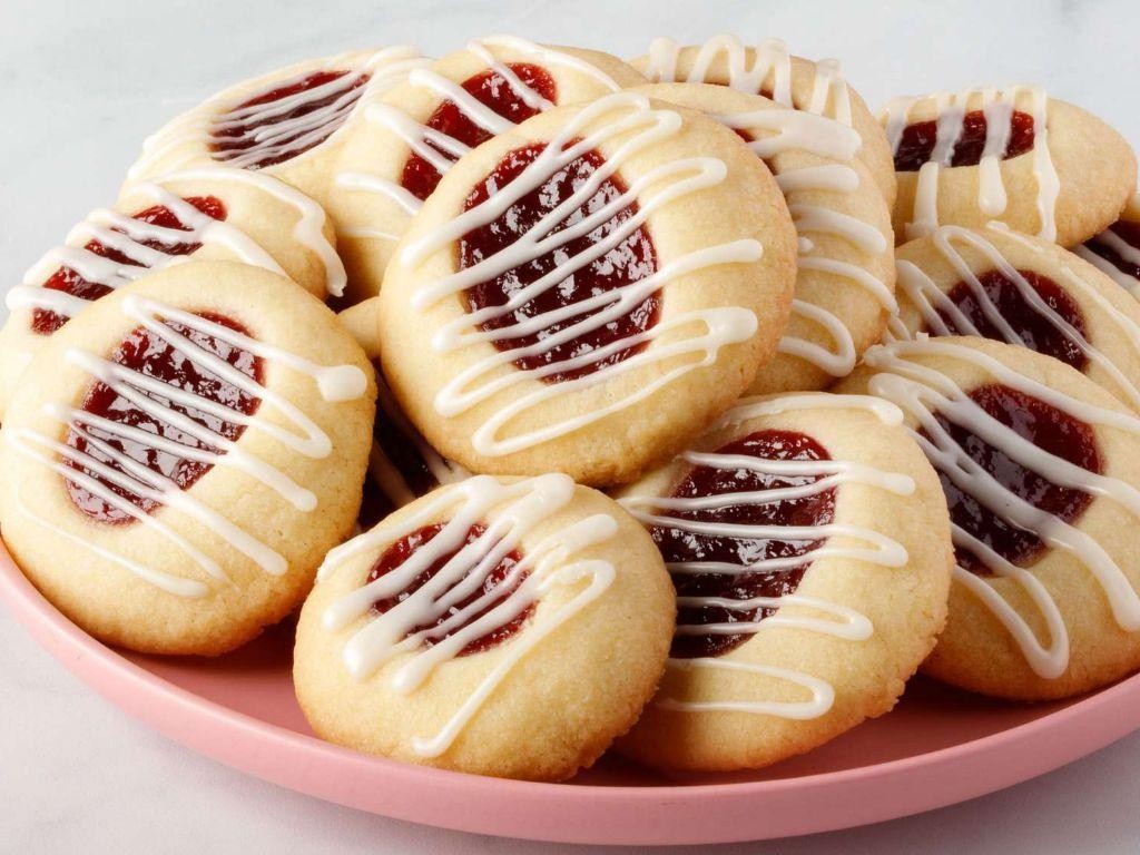 Raspberry Almond Thumbprint Cookies