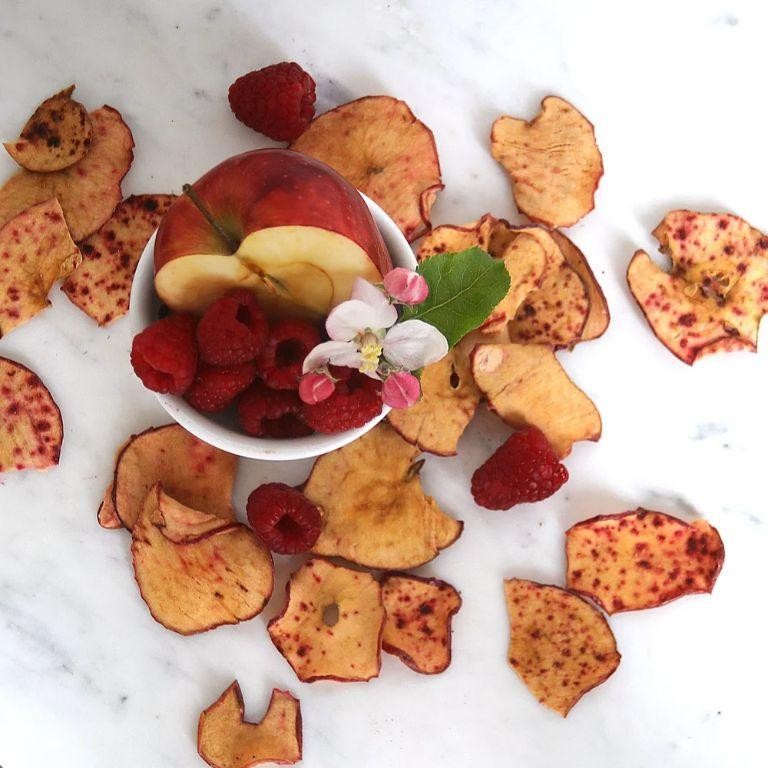 Raspberry Glazed Dehydrated Apple Snacks