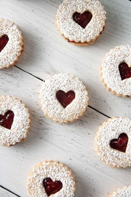 Raspberry Jam Filbert Linzer Cookies