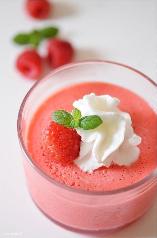 Raspberry Jello Mousse with Fresh Cream