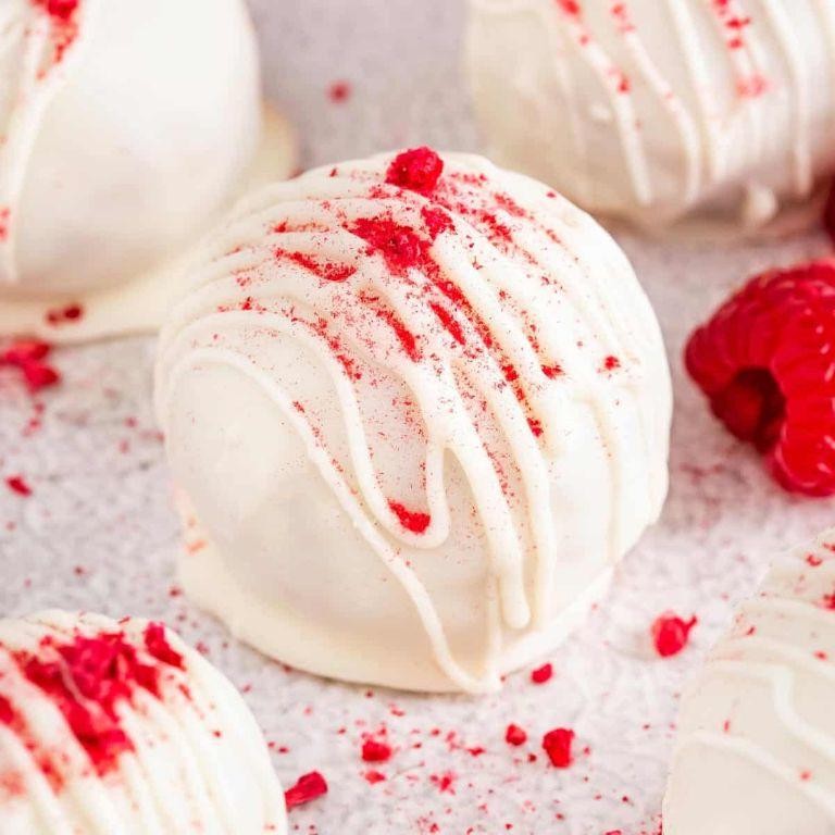 Raspberry White Chocolate Ice Cream Balls
