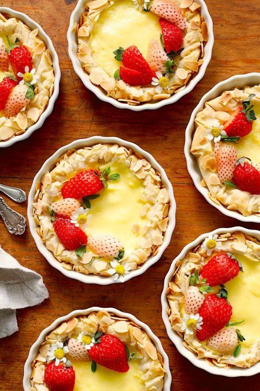 Raspberry and Almond Filo Tartlets