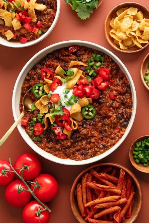 Red Lentil and Quinoa Chili Casserole