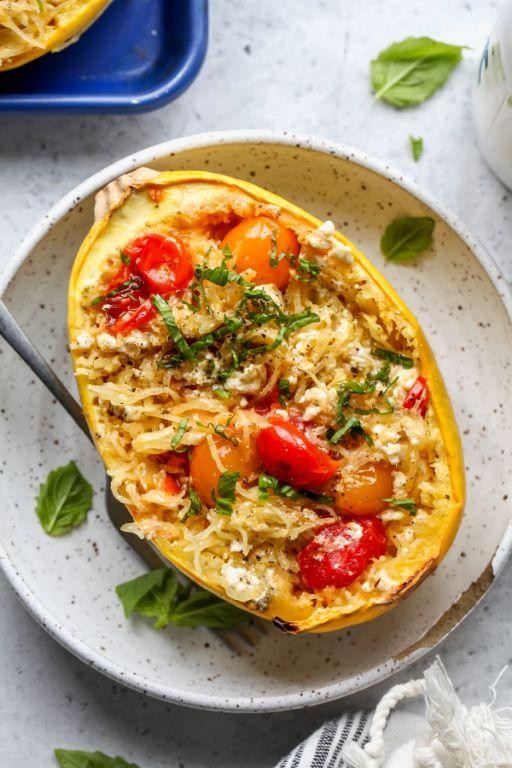 Red Pesto Spaghetti Squash with Feta