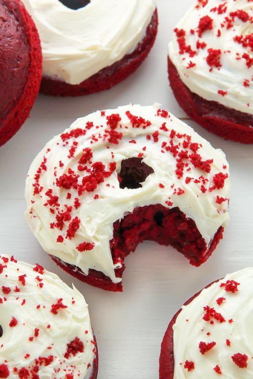 Red Velvet Mini Donuts with Cream Cheese Frosting