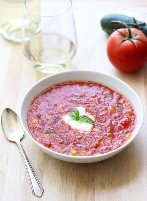 Refreshing Corn and Basil Gazpacho