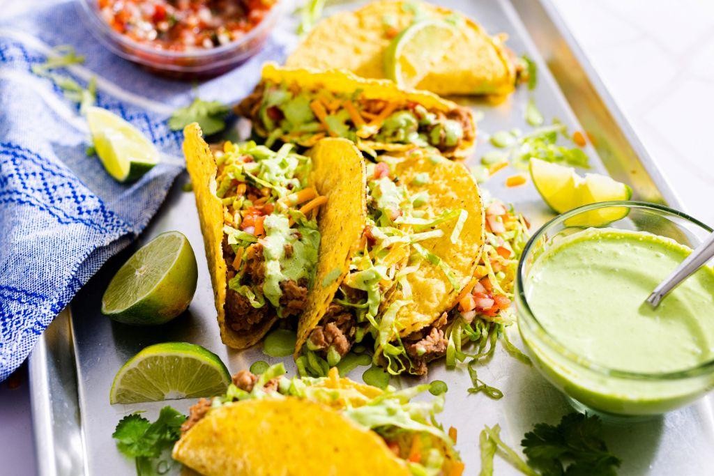 Refried Bean and Cheese Tacos with Salsa Verde
