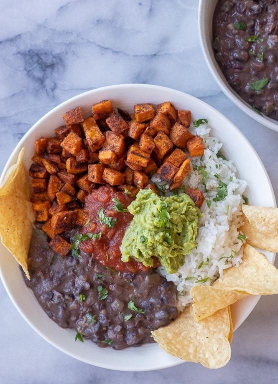 Refried Black Bean and Rice Bowls