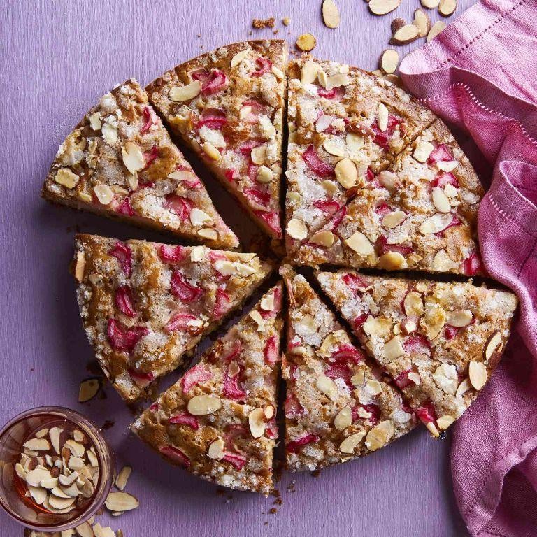 Rhubarb Almond Crumble Cake