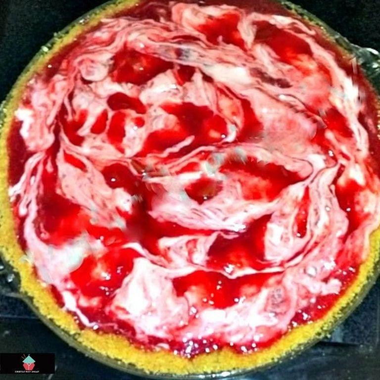 Rhubarb and Raspberry Swirl Pie