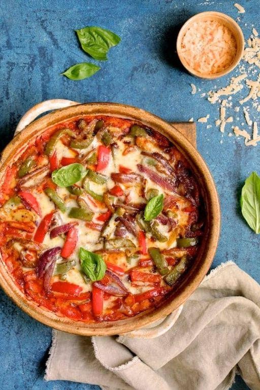 Rich Baked Polenta with Sausage and Peppers