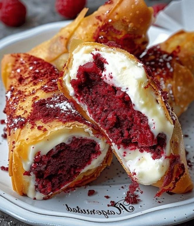 Rich Red Velvet Cake Egg Rolls