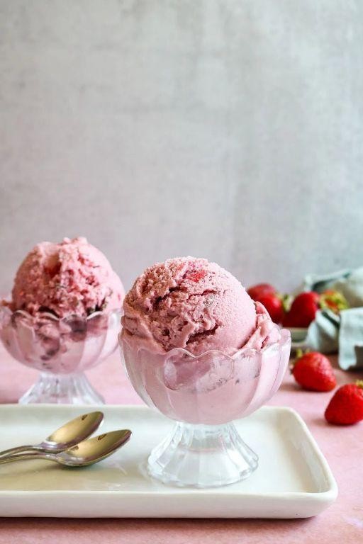 Rich Strawberry Basil Vegan Ice Cream