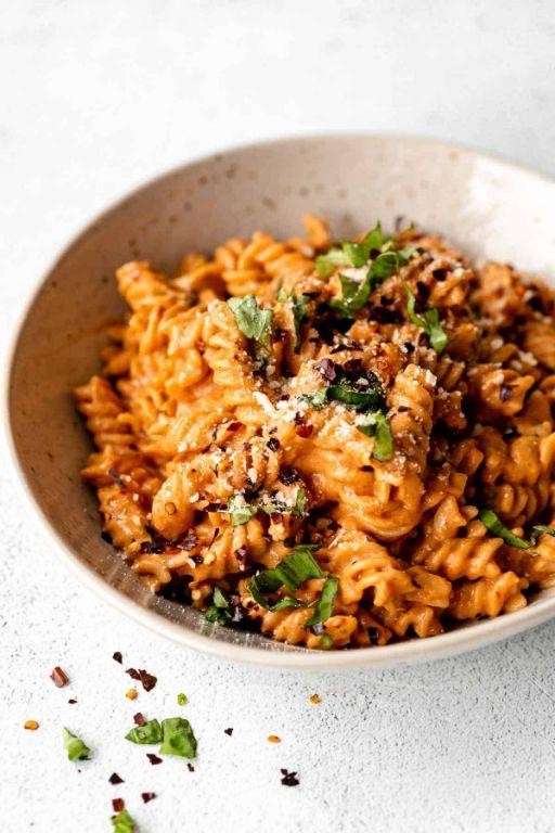Rich Tomato Basil Pasta with Tofu Bites