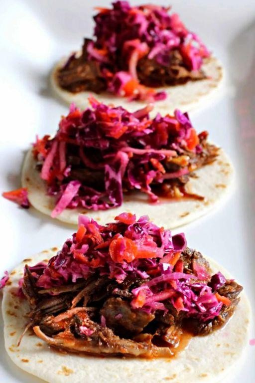 Roast Beef and Red Cabbage Slaw Tacos