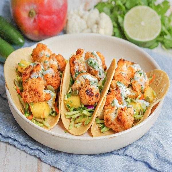 Roasted Broccolini and Cauliflower Tacos