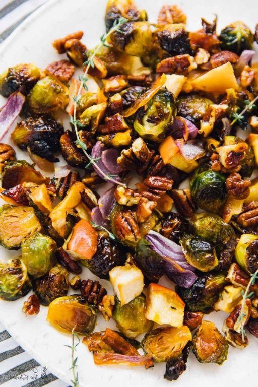 Roasted Brussels Sprouts with Apples and Pecans