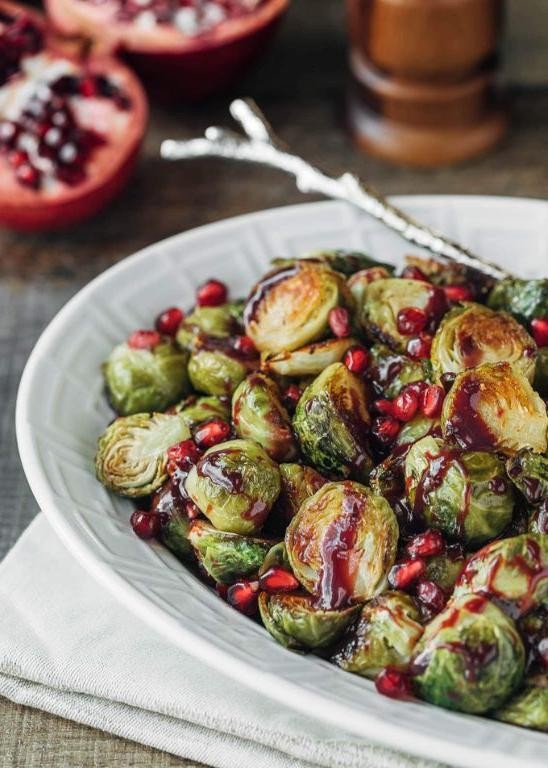 Roasted Brussels Sprouts with Pomegranate Seeds