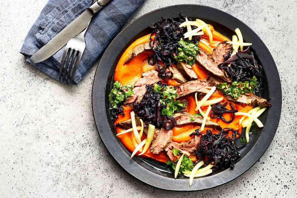 Roasted Cabbage Steaks with Carrot Puree