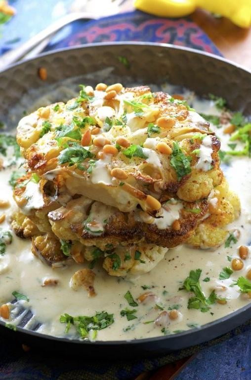 Roasted Cauliflower Steaks with Tahini Sauce