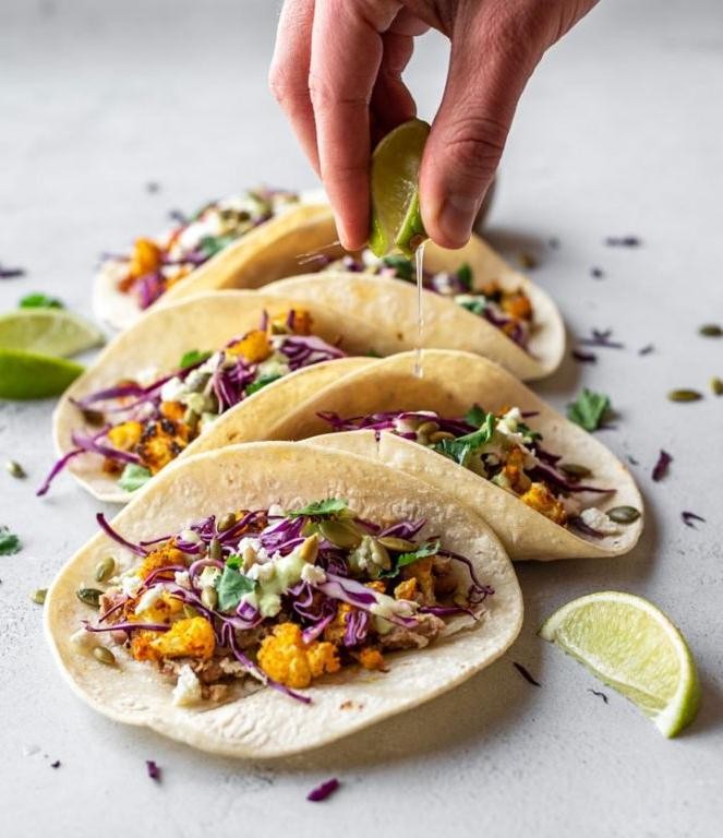 Roasted Cauliflower Tacos with Avocado Cream