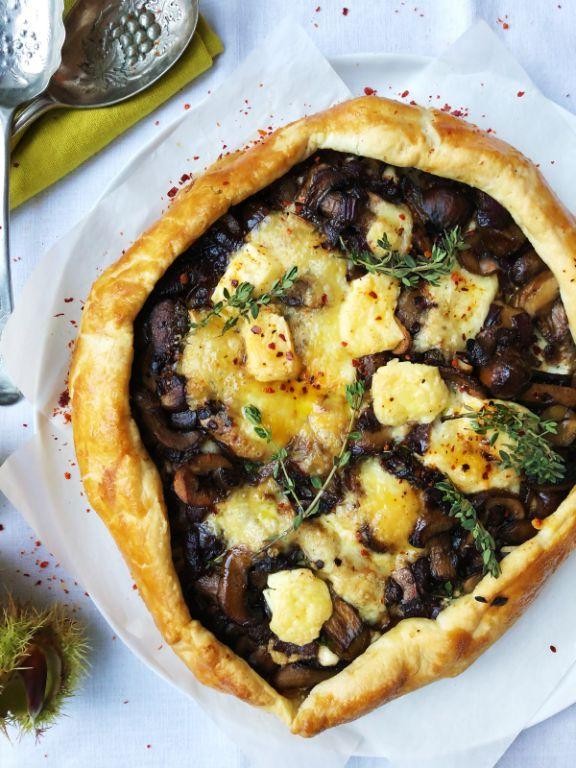 Roasted Chestnut Mushroom and Thyme Tart