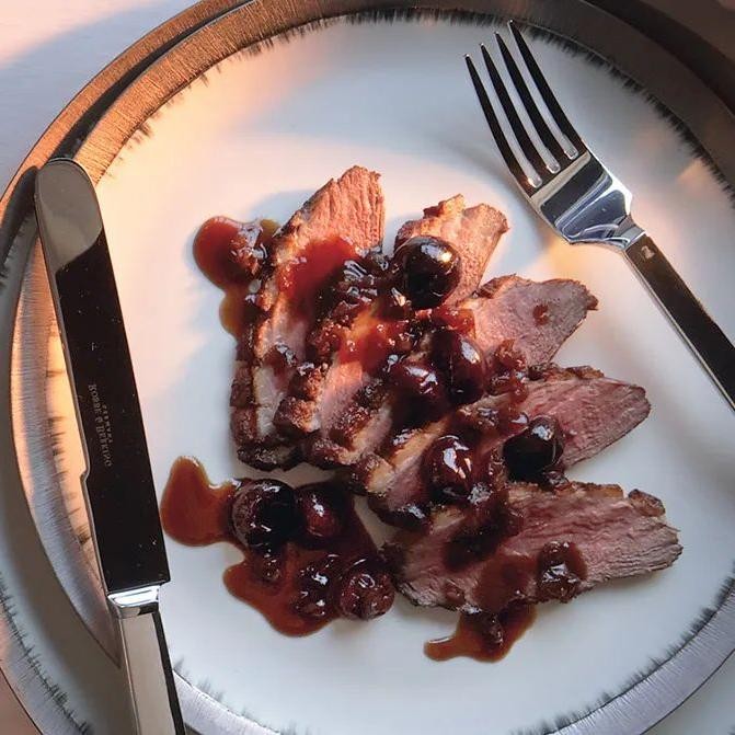 Roasted Duck with Port Cherry Sauce