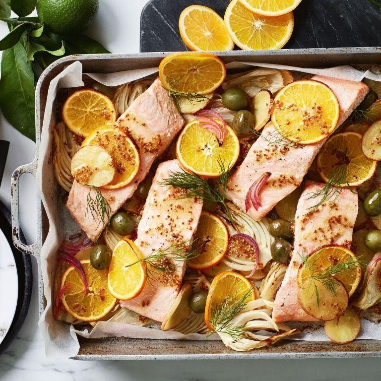Roasted Fennel and Salmon Tray Bake