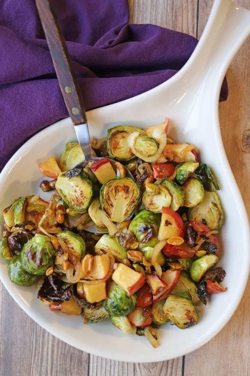 Roasted Gala Apple and Brussels Sprouts