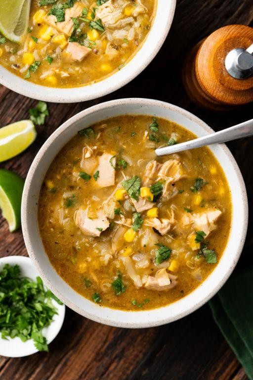 Roasted Hatch Chili Chicken Soup