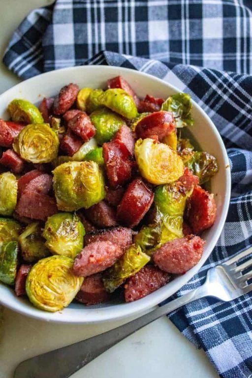 Roasted Keto Sausage and Brussels Sprouts