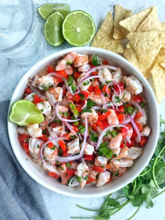 Roasted Poblano Pepper and Shrimp Ceviche