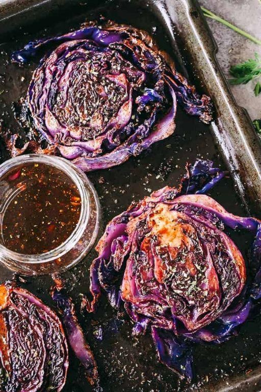 Roasted Purple Cabbage Steaks with Balsamic Glaze